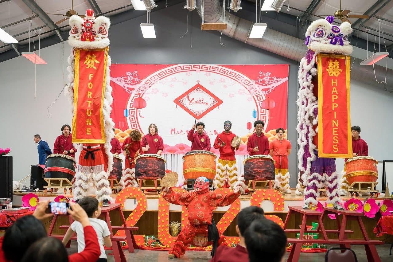 Lunar Lion Dance banner performance